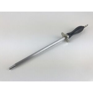 Unbranded Knife Sharpening Honing Steel Rod Kitchen Black Composite Handle